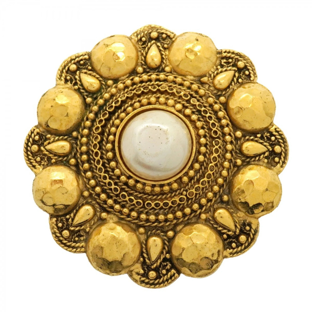 CHANEL Gold Pearl Brooch